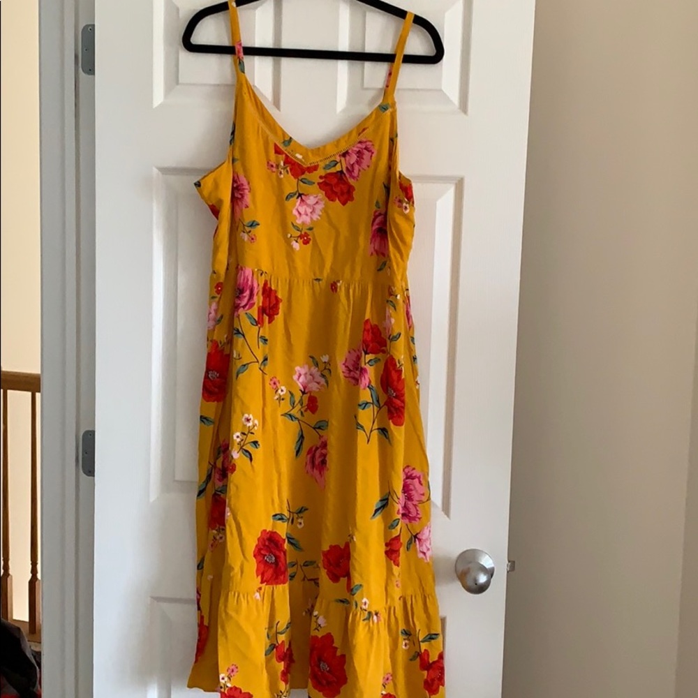 Rayon tea length flowered summer dress